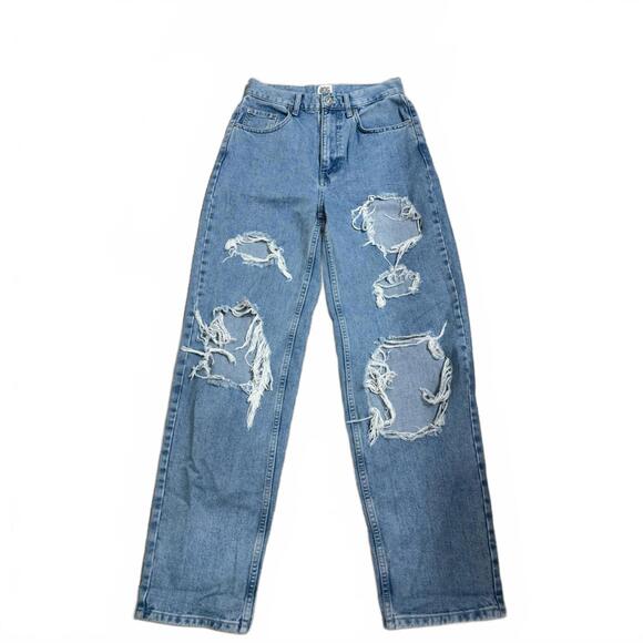 BDG Urban Outfitters Distressed High Rise Baggy Light Wash Denim Jeans- Size - Picture 2 of 6